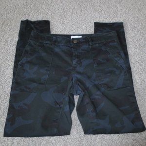 Calvin Klein Camo Skinny Cargo Pant Jeans Black Blue Chino Stretch Size 2